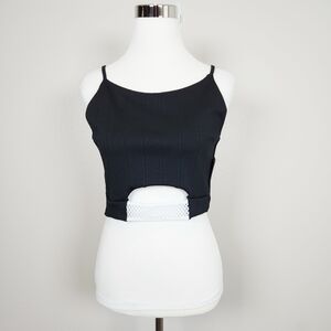 MISSGUIDED Black Knit Crop Top Size 8 Grunge 90's Party